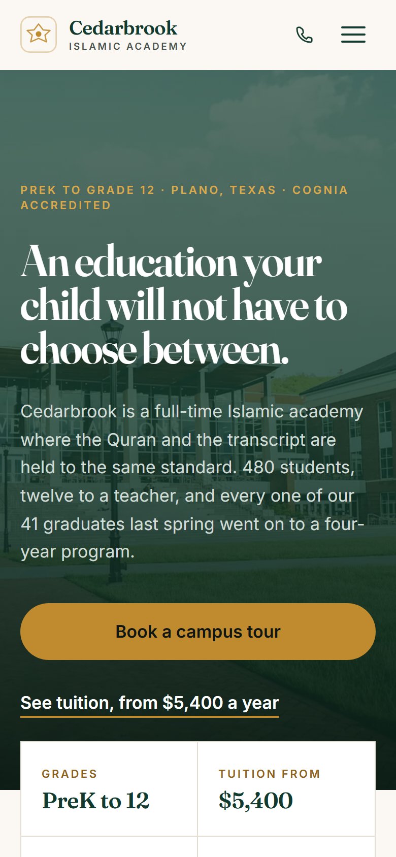 The demo on a phone: Cedarbrook