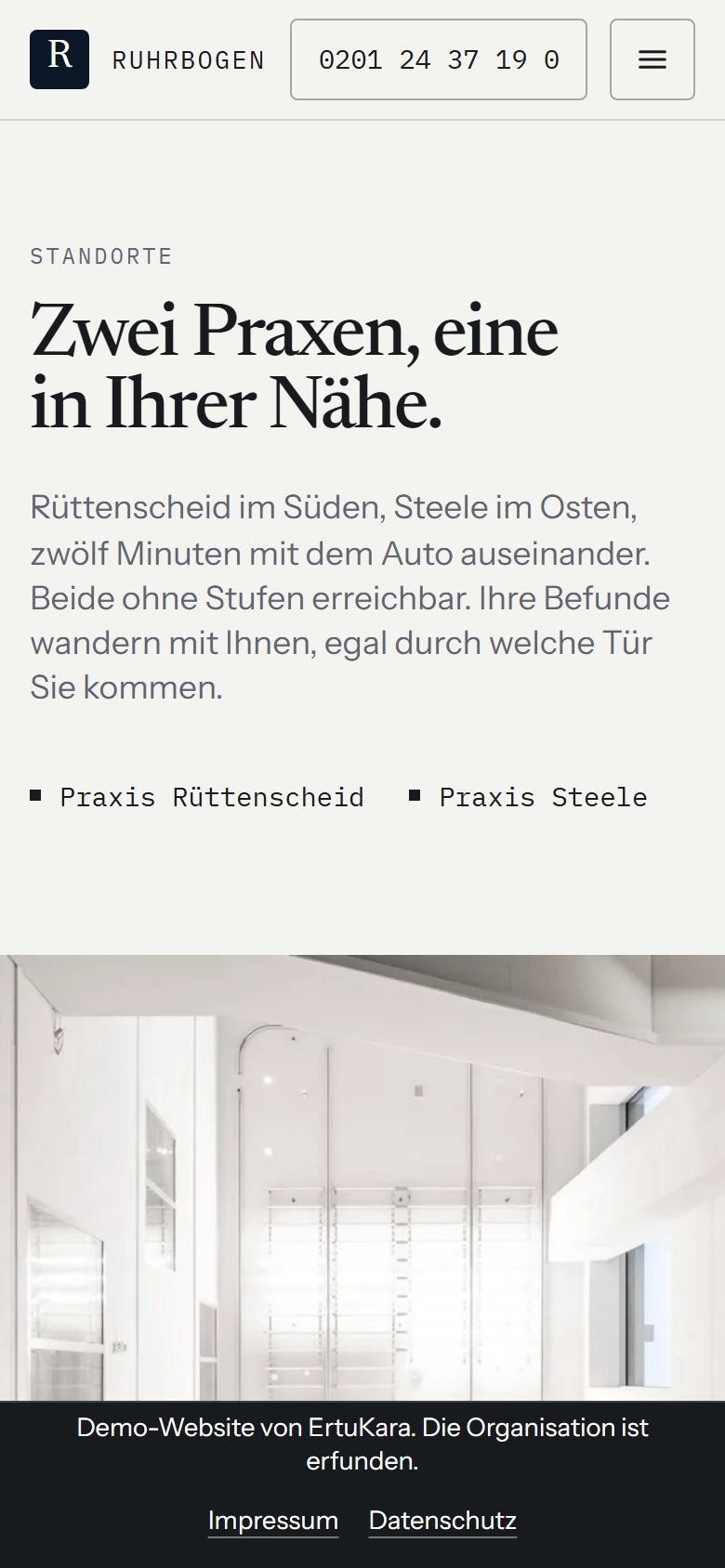 Die Demo auf dem Handy: Physiotherapie am Ruhrbogen