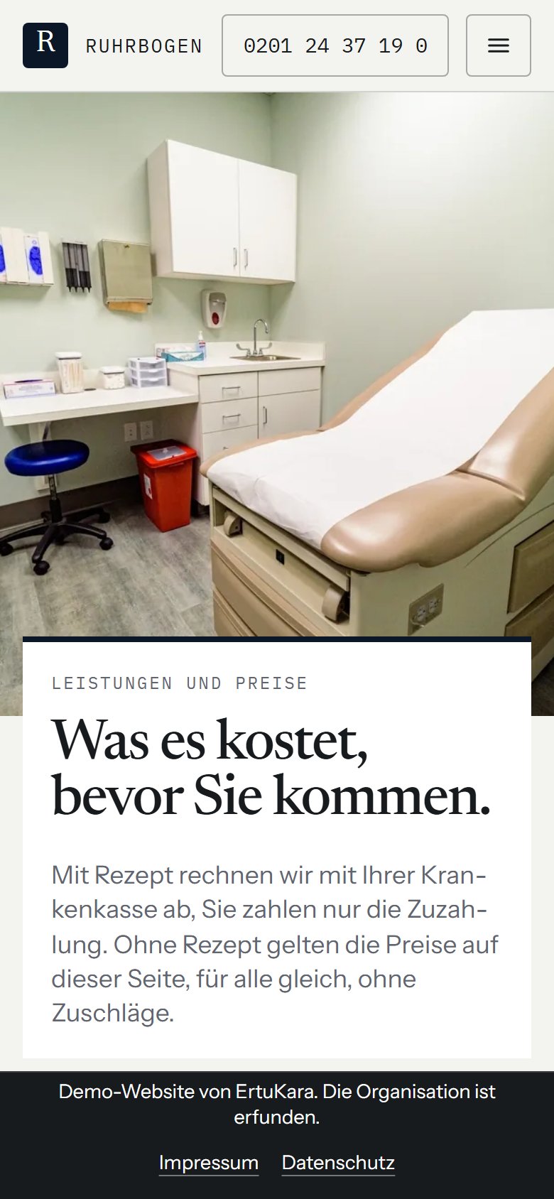 Die Demo auf dem Handy: Physiotherapie am Ruhrbogen