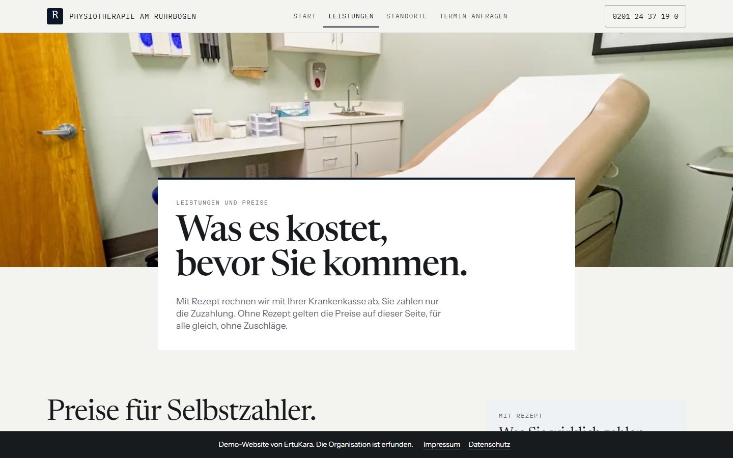 Physiotherapie am Ruhrbogen: Leistungen und Preise