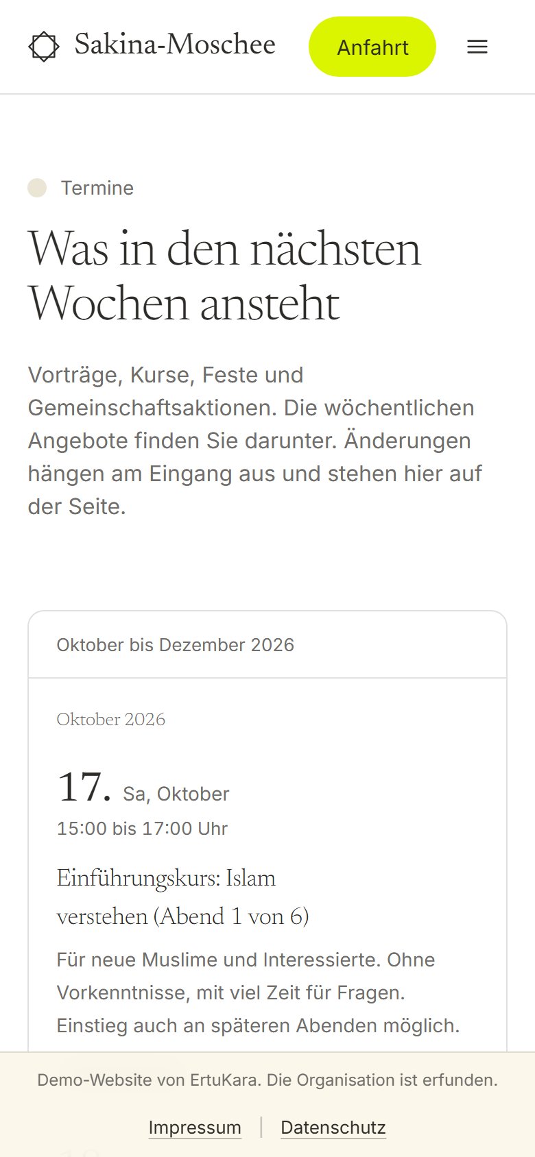 Die Demo auf dem Handy: Sakina-Moschee