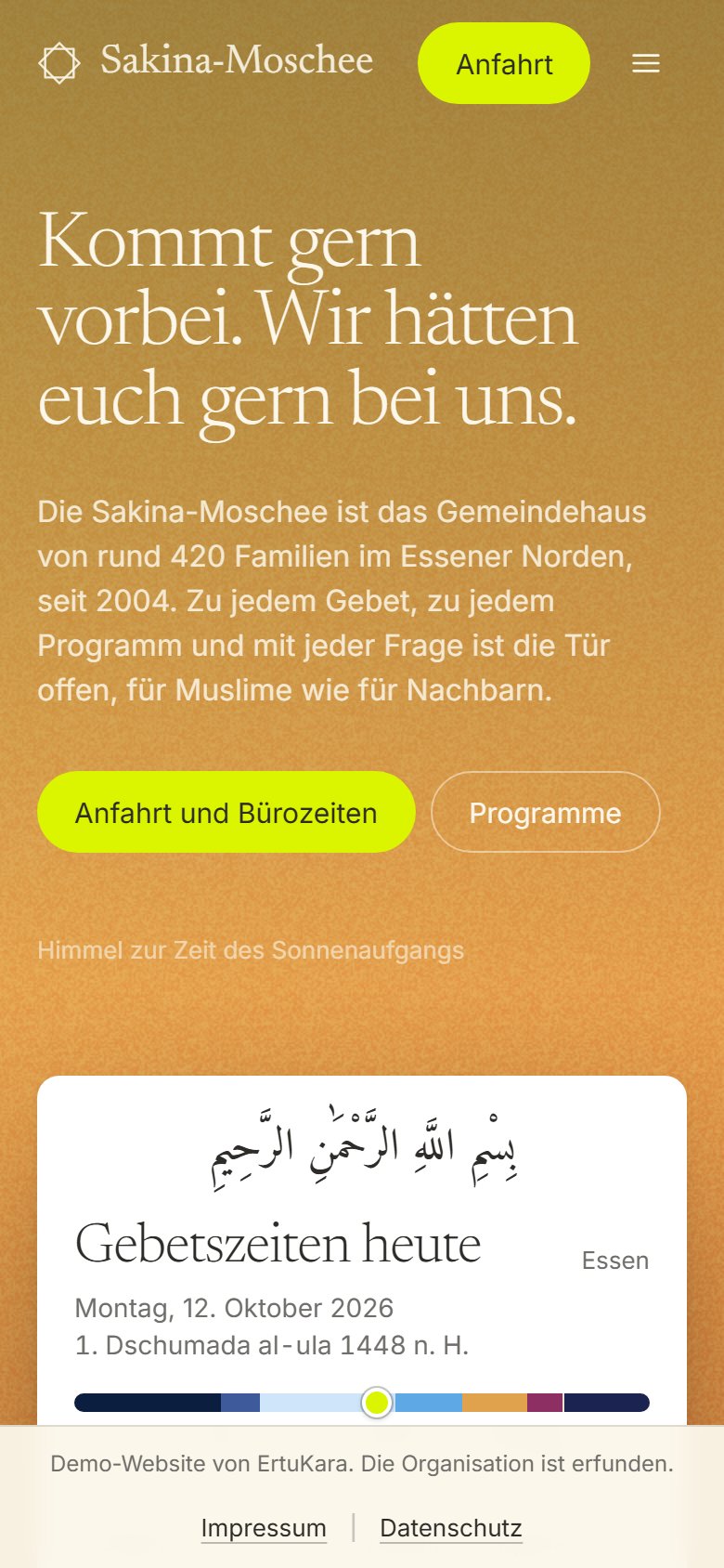 Die Demo auf dem Handy: Sakina-Moschee